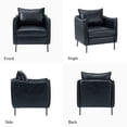 thumbnail image 3 of Vegan Leather Upholstered Accent Chair Lounge Armchair Sofa Moveable Cushion Metal Legs Reception Bedroom Navy, 3 of 7