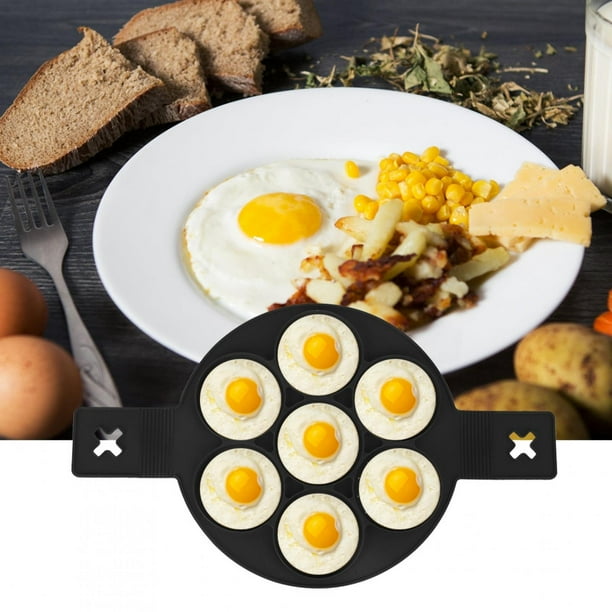 Con Asa Molde Redondo Negro Para Hacer Panqueques De 7 Agujeros, Anillos Para Cocinar Huevos, Para Panqueques De Huevo Mini Panqueques
