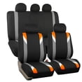 thumbnail image 3 of FH Group Premium Modernistic Car Seat Covers Combo, Full Set with Leather Steering Wheel Cover, Orange Black, 3 of 9