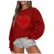 thumbnail image 1 of Gibobby Temperamento Pullover Top Sudadera para el día de San Valentín Camisas con corazón de amor para mujer de San Valentín Tops de manga larga (4)(Rojo, XXL), 1 of 5