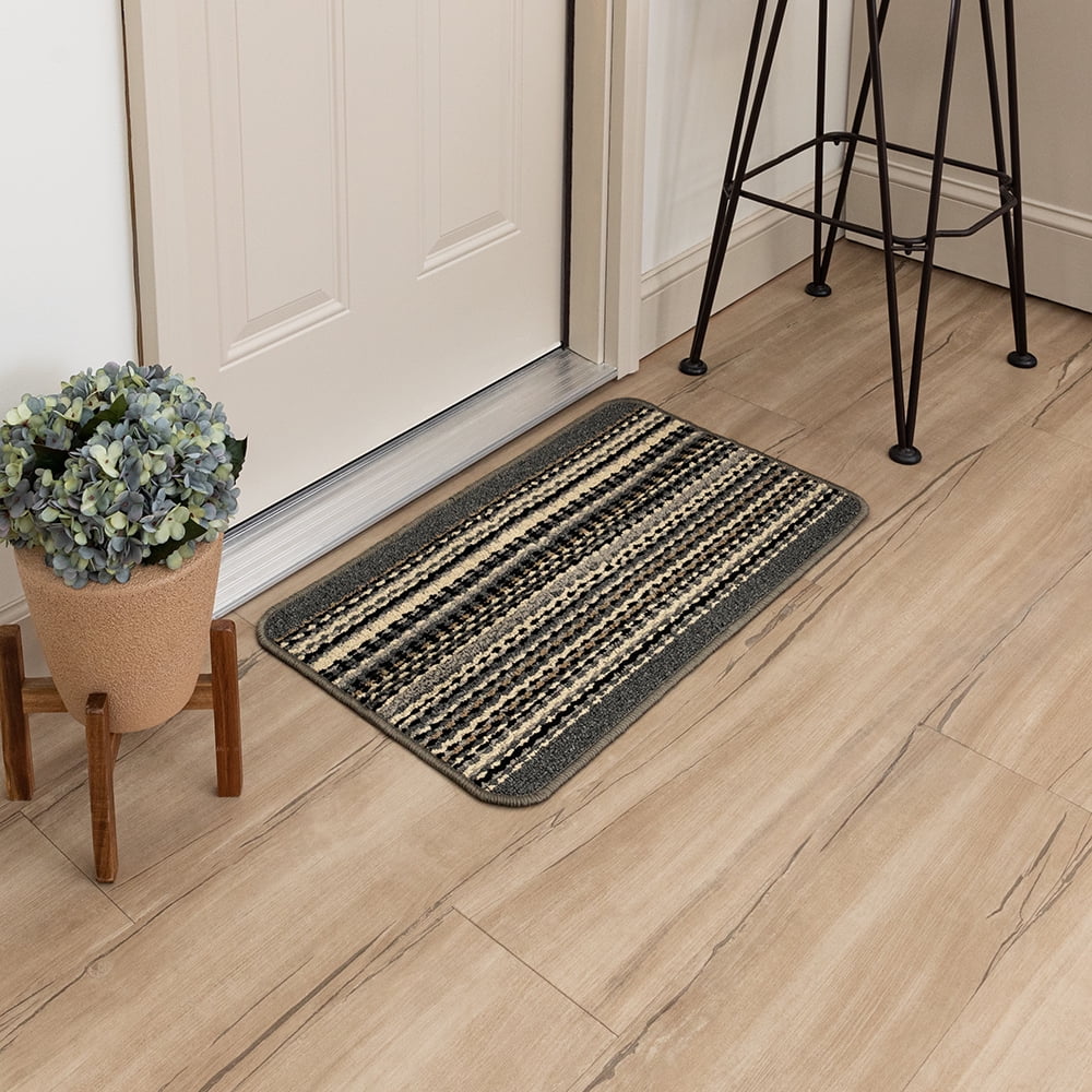(2 pack) Mainstays Apollo Striped Indoor Polypropylene Area Rug, Gray, 17.4 in x 30 in