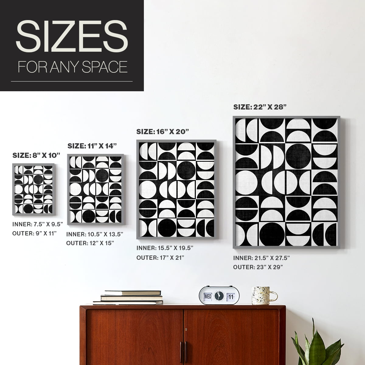 Modern Semis in Gray Solid Wood 16 x 20 Framed Print