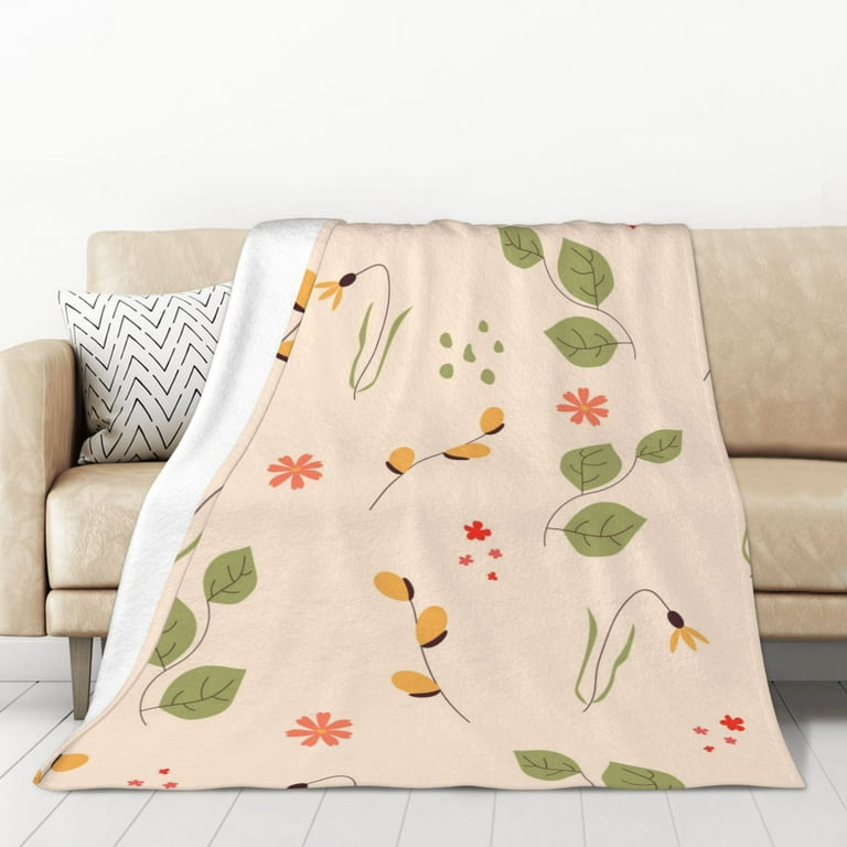 XMXT Throw Blankets Spring Flowers Easter Print Bed Blanket for Bedroom Sofa 50 x 70 inches Beige