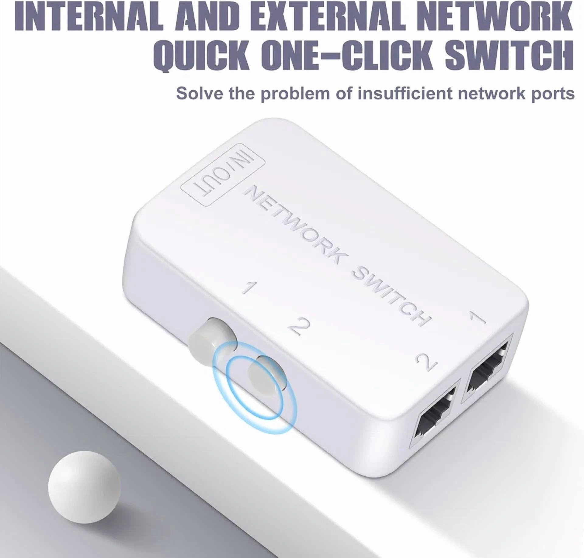 CRESTIN- 2 Ports Network Switch Splitter Selector Rj45 Network Switch 2X1 Ethernet Rj45 N