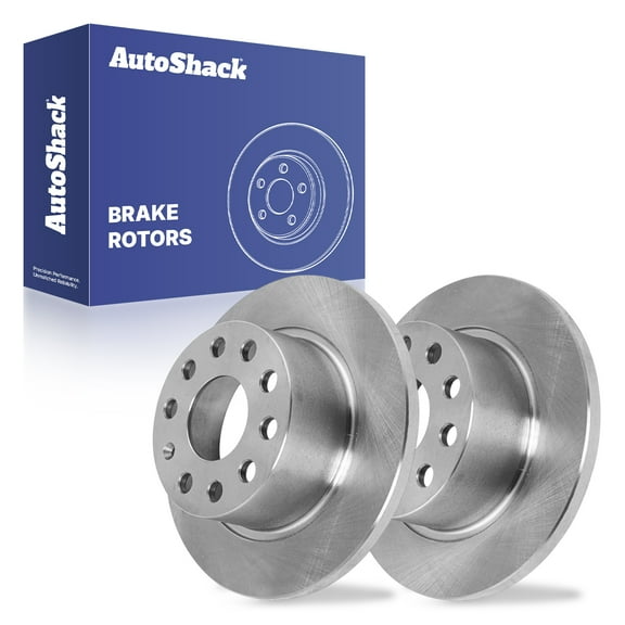 AutoShack 9.96" (253 mm) Rear Solid Brake Rotors | Replacement for 2011-2018 Volkswagen Jetta 2013-2019 Volkswagen Beetle 2010-2013 Audi A3 2011-2013 Audi A3 Quattro | 2-PC Set