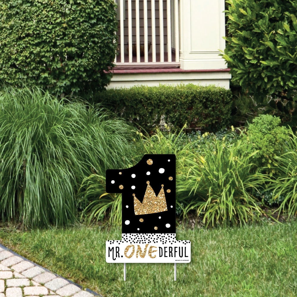 1st Birthday Little Mr. Onederful - Outdoor Lawn Sign - Boy First Birthday Party Yard Sign - 1 Piece