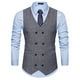 thumbnail image 2 of Traje de chaleco cruzado de lana para hombre Chaleco de negocios retro Pompotops  oipoqjl21783, 2 of 5