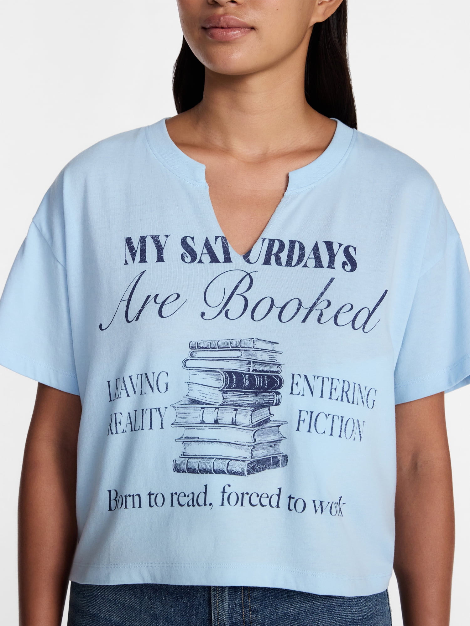 Booked Saturdays Women's Graphic Tee with Short Sleeves, Sizes XXS-XXL