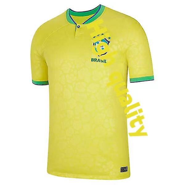 22-23 Camiseta de entrenamiento para equipo nacional de Brasil, camiseta de entrenamiento de manga corta para aficionados de casa, S Afortunado Sencillez