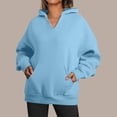 thumbnail image 3 of Ashirexll Womens Hoodies, Oversized Hoodies for Women, Ladies' Solid Color V-Neck Pocket Hooded Sweatshirts Long Sleeve Pullover, 3 of 7