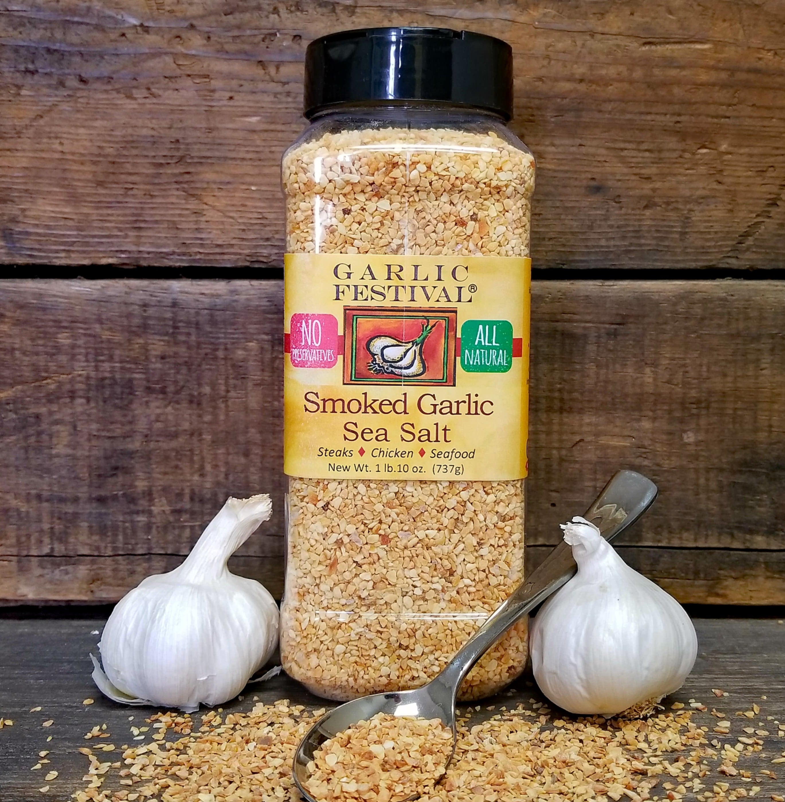 Garlic Festival Smoked Garlic Sea Salt Net Wt. 1 lb. 10 oz.