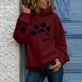 thumbnail image 2 of Women Hoodies Women's Casual Cat Paw Print Long-Sleeved Pullover Hooded Thin Fleece Sweater, 2 of 4