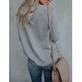 thumbnail image 4 of Women Sweaters Heart Front Crew Neck Long Sleeve Knitted Pullover Sweater, 4 of 7
