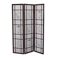 thumbnail image 4 of 3 Panel Floral Shoji Screen, Rosewood Frame Room Divider, 4 of 6