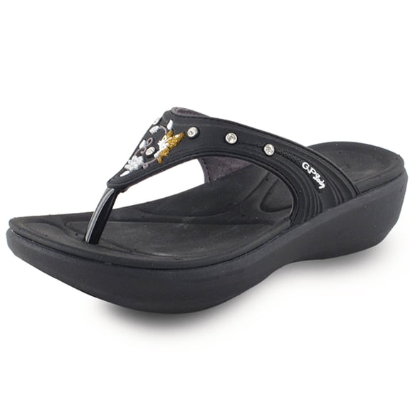 Memory Foam Flatform Flip Flop : 7530 Black, EU36 (US Size 5 5.5)