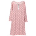 thumbnail image 4 of Baywell Womens Polka Dot Nightgown Long Sleeve Sleepwear Button Down Henley Nightshirt Soft Sleep Dress for Women Girls, S-2X, 4 of 9