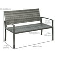 thumbnail image 3 of Outsunny Rattan Wicker Loveseat Garden Furniture with Armrests Gray, 3 of 10