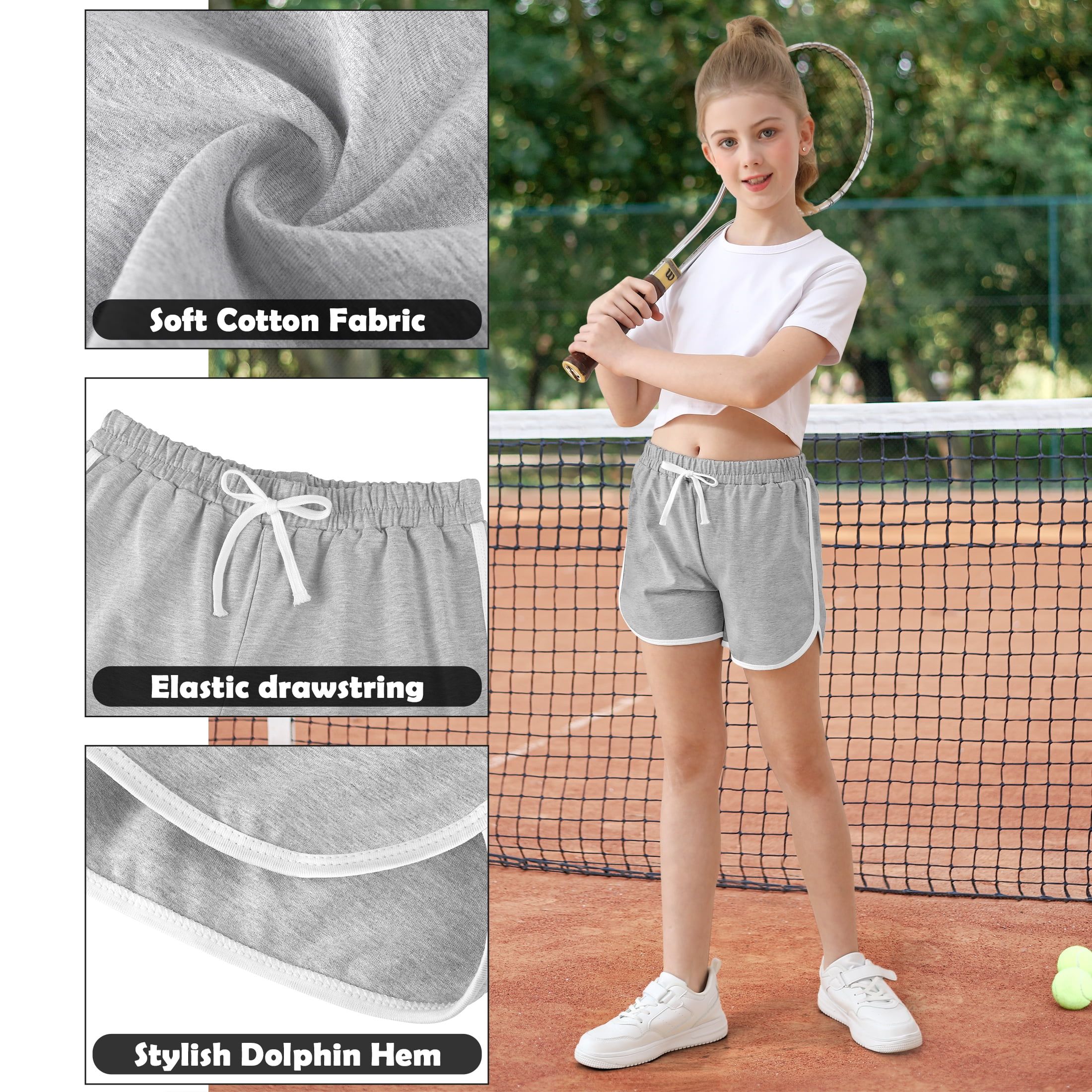Resinta Girls 5-Pack Dolphin Shorts, Soft Cotton Activewear Girls Athletic Shorts for Gym, Sports & Play, Sizes 2T-3T to 12-14Y