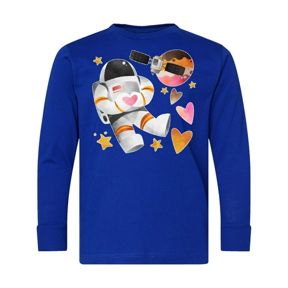 Inktastic Astronaut Valentine Outer Space Hearts Long Sleeve Youth T-Shirt