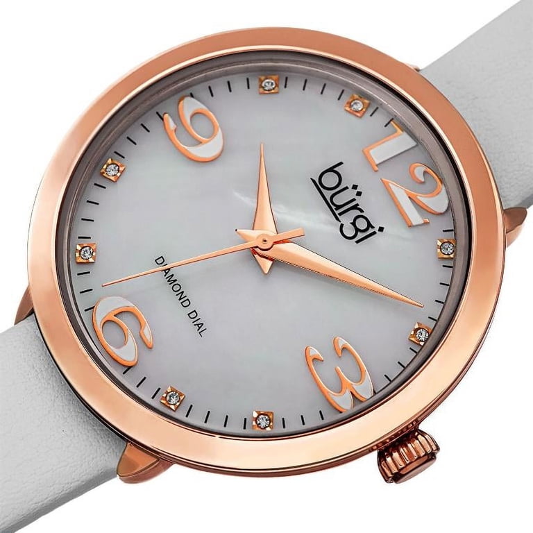 NWT Burgi Mother of Pearl Dial Diamond Rose Gold-tone Brass Ladies Watch Rose Gold Tone – BUR104 – bürgi main image 4