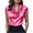 Hot Pink, variant on Staron Summer T-Shirts for Women Casual Cowl Neck Short Sleeve Solid Color Satin Pullover Blouse Top, Blue L