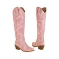 thumbnail image 3 of Daeful Cowgirl Boots for Women Embroidered Knee High Cowboy Boots Fashion Pull on Tall Western Boot Pink 7.5, 3 of 5