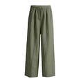 thumbnail image 5 of SONXAHE Toddler Girls Linen Blend Wide Leg Pants Elastic Waist Drawstring Breathable Casual Summer Trousers,Army Green, 5 of 6