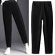 thumbnail image 3 of Pantalones retro de mujer Bolsillos Pantalones holgados Pantalones casuales Pierna recta sólida Negro Yuyangstore  pantalones casuales altos, 3 of 8
