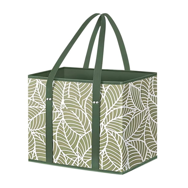 Bolsa tote plegable de tela no tejida, bolsa reutilizable para compras y picnics con asas reforzadas