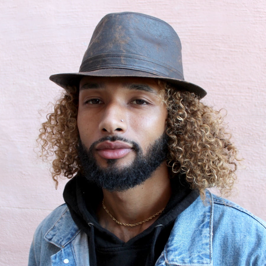 Weathered Cotton Trilby Fedora Hat - XXL - Brown