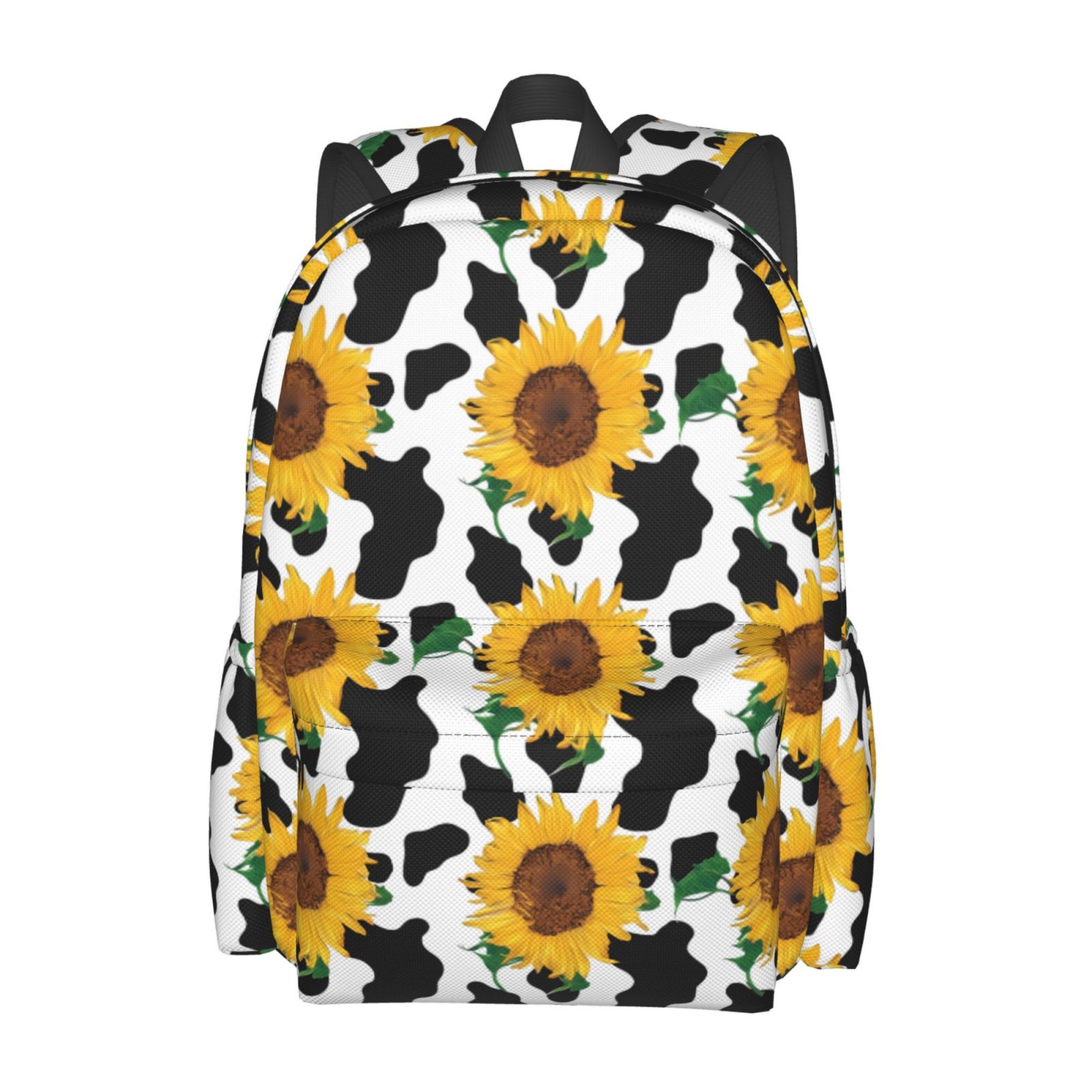 Rateoe Cute Cow Print Sunflower B Pattern Student Backpack,Backpack for School,Lightweight Bag,Travel Backpack,Outdoor Backpack,Large Capacity Backpack