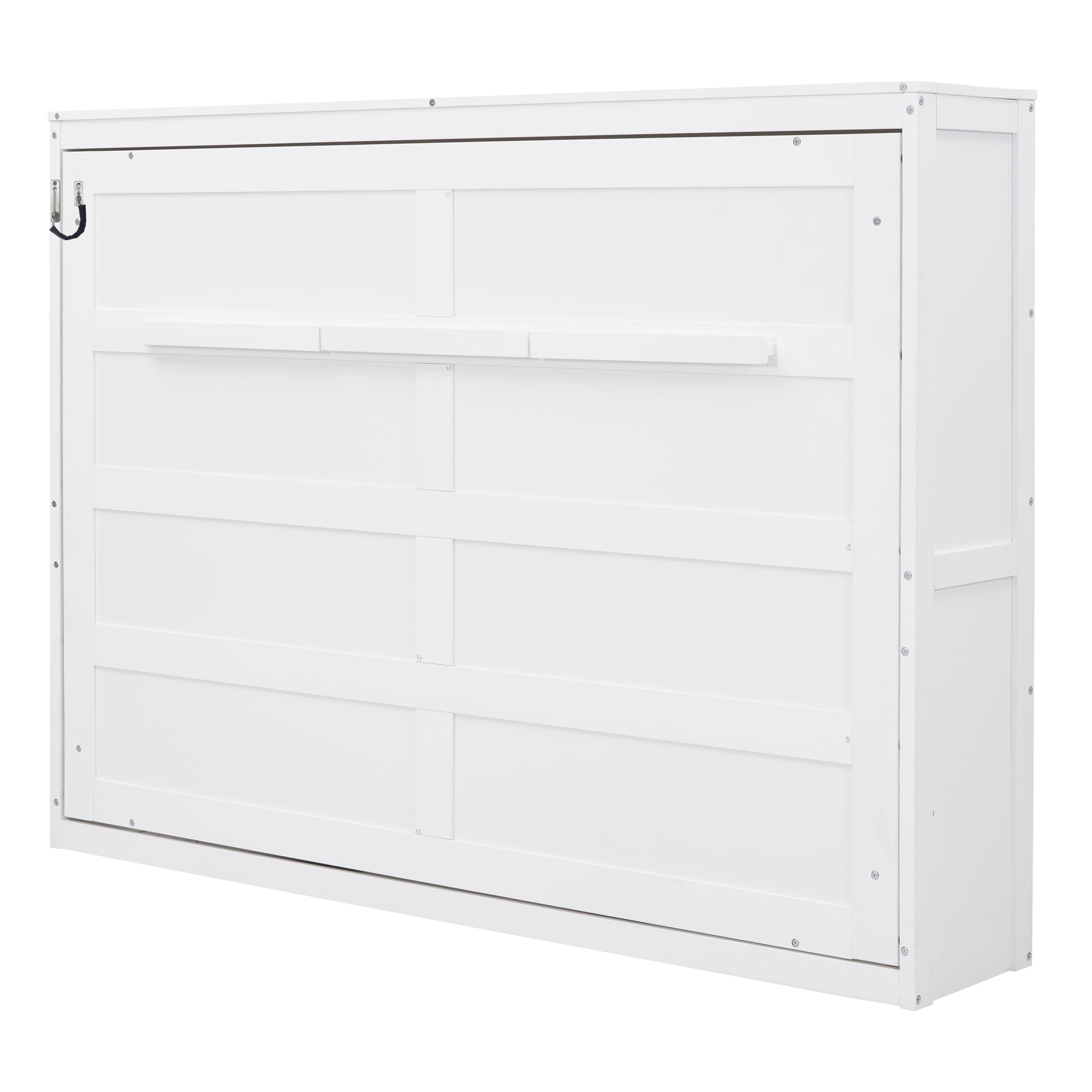 Mintazer Full Size Murphy Bed, Modern Foldable Wall Bed with Storage Shelf for Bedroom Apartment Guest Room, White