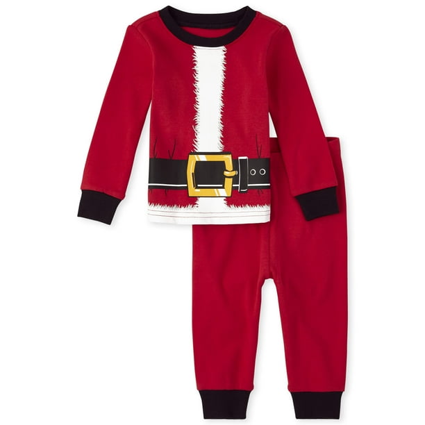 Conjunto Navideño a Juego para Bebés Niñas de The Children's Place, Ajuste Ceñido, 100% Algodón, Pijama, Traje de Santa, 12-18 Meses (Estados Unidos)