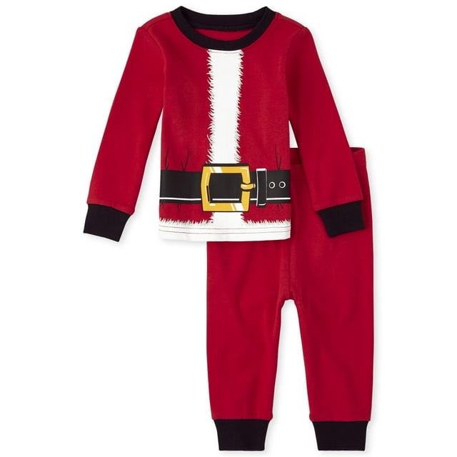 Conjunto Navideño a Juego para Bebés Niñas de The Children's Place, Ajuste Ceñido, 100% Algodón, Pijama, Traje de Santa, 12-18 Meses (Estados Unidos)