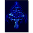 thumbnail image 3 of Skull holding Vertical Sword with Metal Nose Ring Glow in the Dark 4D Caballo T-Shirt, 3 of 7