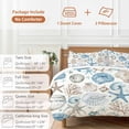 thumbnail image 6 of 3 Piece Blue Beige Coastal Duvet Cover Set California King,Microfiber Comforter/Quilt Cover with Corner Ties and 2 Pillowcases,Summer Beach Starfish Shell Nautical Soft Bedding with Zipper Closure, 6 of 8