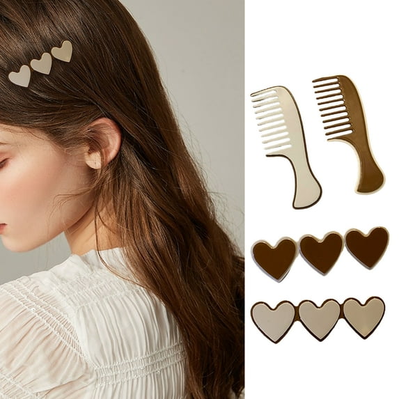 Hair Clip Comb/Love Heart Shaped Sweet Mini Non-slip Hairstyle Decoration Hair Accessories Women Bangs Side Hair Duck Billed Clip for Daily