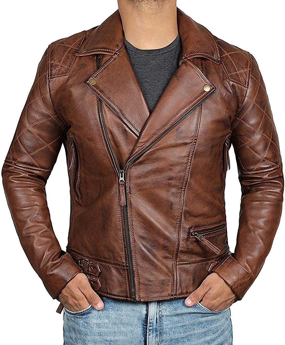 Decrum Asymmetrical Womens Leather Jacket Real Lambskin Leather Jackets for Women
