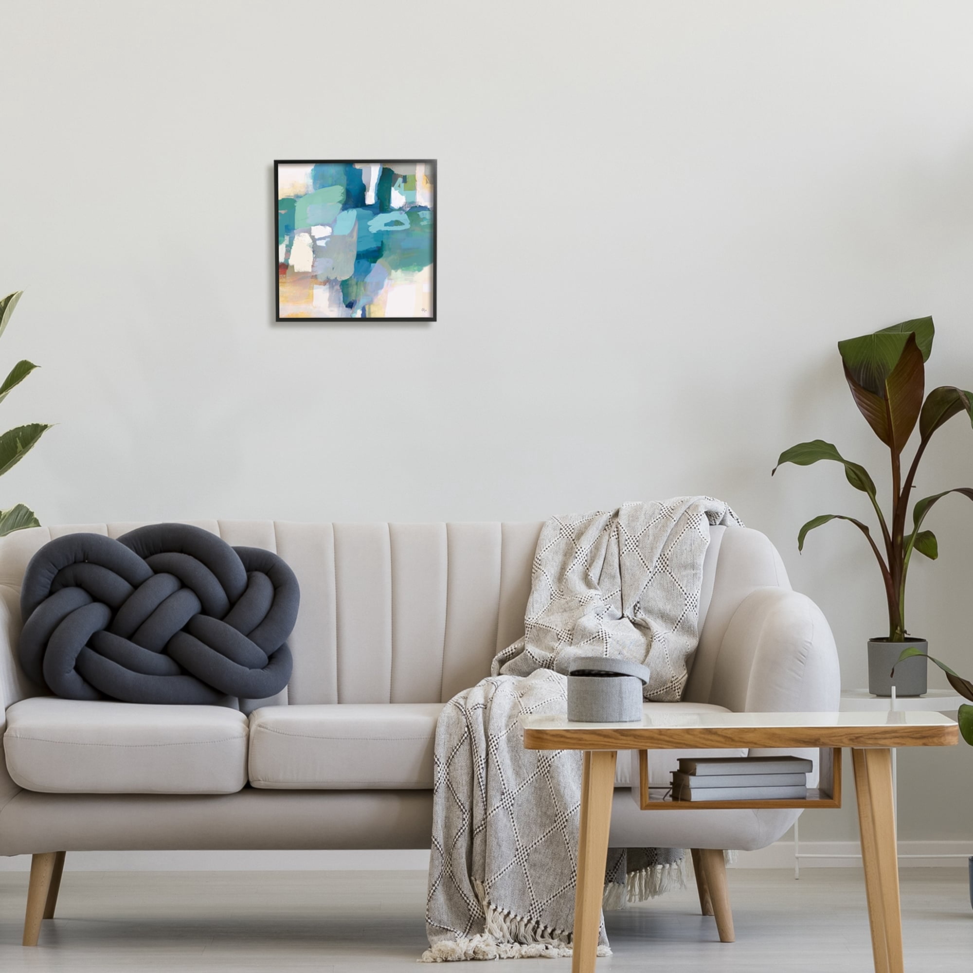 Stupell Industries Layered Blue Paint Strokes Dense Abstract Painting Painting Black Framed Art Print Wall Art, Design by Lisa Ridgers