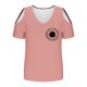 thumbnail image 4 of Algodón Fuera Del Hombro Tops para la Impresión de las Mujeres Manga Corta V-Cuello Blusa, Top de Algodón de Imitación de Moda, 4 of 8