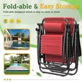 thumbnail image 4 of Homall Ensemble de 2 Chaises Longues Pliantes pour Terrasse, avec Porte-Gobelet, Revêtement Textile, Inclinable et Réglable, Couleur Rouge Clair., 4 of 9
