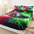 thumbnail image 3 of Castle Fairy Racing Car Twin Sheet Sets for Kids Teenagers,Red Green Lightning Bedding, 3 of 7