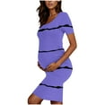 thumbnail image 6 of Zwiiyzr 2025 Women's Maternity Dress Striped Slim Short Sleeve Tank Dresses Scoop Neck Pregnancy Bodycon Dress for Casual Wear Dark Blue, 6 of 6