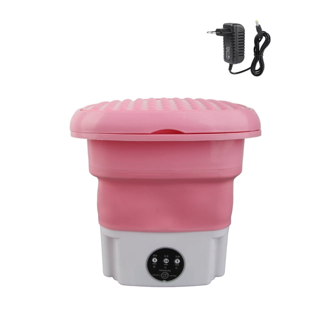 Mini lavadora portátil, ropa interior plegable, calcetines, lavadora para dormitorios de estudiantes, apartamentos, residencias de ancianos, turismo, camping, 100-240 V, rosa, enchufe de la