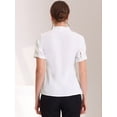 thumbnail image 3 of Blusas de gasa con cuello en V casual de manga corta para mujer con corbata blanco L, 3 of 5
