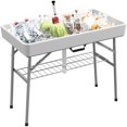 thumbnail image 1 of Outsunny Glacière Pliante de 3,4 Pi pour Boissons, Table de Fête Extérieure, Blanc, 1 of 10