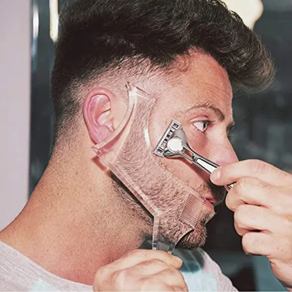 transparent  5 In 1 Men Beard Shaping Styling Template Comb Rotatable Men's Beards Combs Beauty Tool for Hair Beard Trimming Moustache Comb