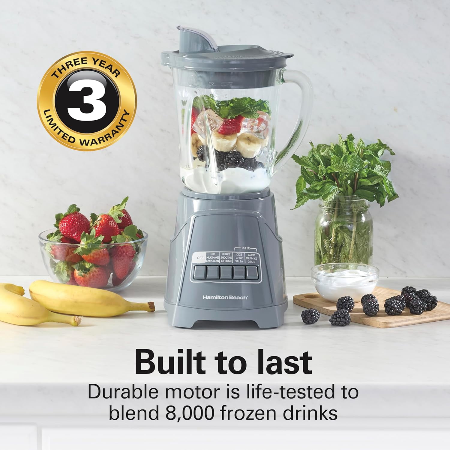 Blender For Smoothies, 40 Oz Glass Jar, 12 Functions Including Puree, Crush Ice, 700 Watts - Black (58148A)