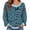 Blue, variant on Women's Striped Knit Tunic Pullover, 50% Viscose 28% Polyester 22% Polyamide Oversized Long Sleeve Sweater with Off Shoulder Styling