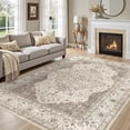 thumbnail image 4 of UERMEI 12'x15' Washable Area Rugs for Living Room, Vintage Floral Boho Printed Carpet, Non Slip Indoor Large Rugs for Bedroom Home Decor Carpets, Brown, 4 of 8